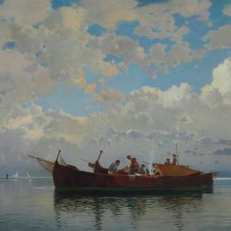 《威尼斯泻湖上的渔船》赫尔曼·大卫·所罗门(Hermann David Salomon Corrodi)高清作品欣赏
