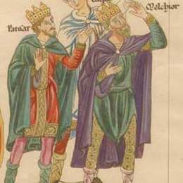 兰茨贝格赫拉德(Herrad of Landsberg)高清作品:The three Magi (Balthasar, Caspar, Melchior)