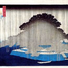 《卡拉萨基夜雨》歌川广重(Hiroshige)高清作品欣赏