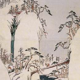 《下雪的峡谷》歌川广重(Hiroshige)高清作品欣赏