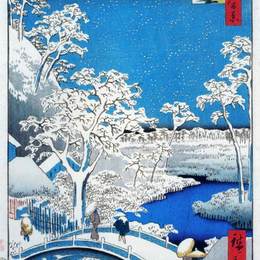 《鼓楼和夕阳山，目黑》歌川广重(Hiroshige)高清作品欣赏