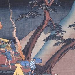 《夜间山路上的旅行者》歌川广重(Hiroshige)高清作品欣赏