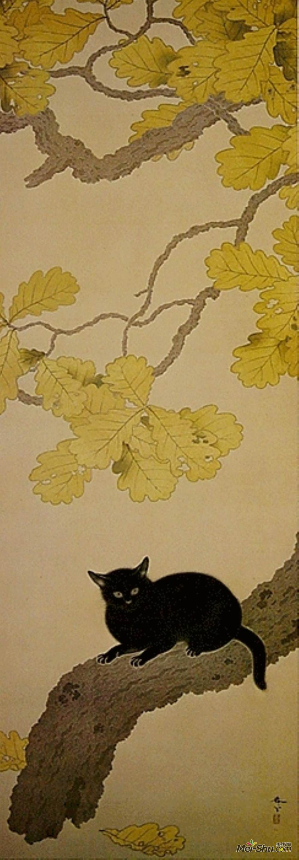 黑猫日本画家图片