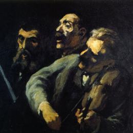 《桌子前面的歌手》奥诺雷·杜米埃(Honore Daumier)高清作品欣赏