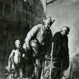 《旅行杂技演员的位移》奥诺雷·杜米埃(Honore Daumier)高清作品欣赏