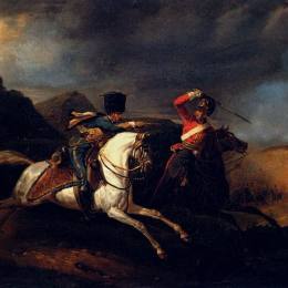 《两个骑马的士兵》贺拉斯·贝内特(Horace Vernet)高清作品欣赏