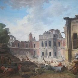 《默冬建筑工程拆除》休伯特·罗伯特(Hubert Robert)高清作品欣赏