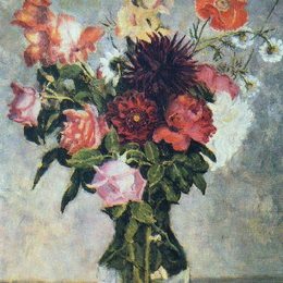 《玻璃容器中的花束》伊利亚·马什科娃(Ilya Mashkov)高清作品欣赏