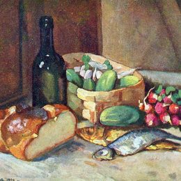 《早餐（静物）》伊利亚·马什科娃(Ilya Mashkov)高清作品欣赏