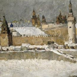 《克里姆林宫在冬天》伊利亚·马什科娃(Ilya Mashkov)高清作品欣赏