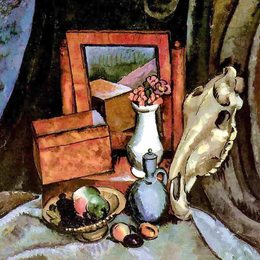 《镜与马骷髅》伊利亚·马什科娃(Ilya Mashkov)高清作品欣赏