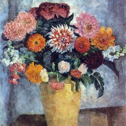 《在黏土瓶子的杂色的花束》伊利亚·马什科娃(Ilya Mashkov)高清作品欣赏
