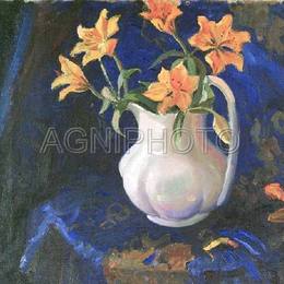 《带花的水罐》伊利亚·马什科娃(Ilya Mashkov)高清作品欣赏