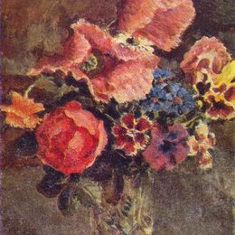 《罂粟花、玫瑰、矢车菊和其他花卉》伊利亚·马什科娃(Ilya Mashkov)高清作品欣赏