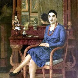 《《蓝色女士》画像》伊利亚·马什科娃(Ilya Mashkov)高清作品欣赏