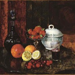 《草莓的静物樱桃蓝投手》伊利亚·马什科娃(Ilya Mashkov)高清作品欣赏