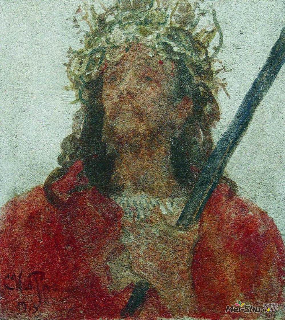 耶稣在荆棘的冠冕伊利亚叶菲莫维奇列宾ilyarepin高清作品欣赏