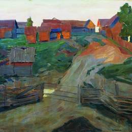 《村口》列维坦(Isaac Levitan)高清作品欣赏