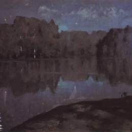 《夜晚。河岸。》列维坦(Isaac Levitan)高清作品欣赏