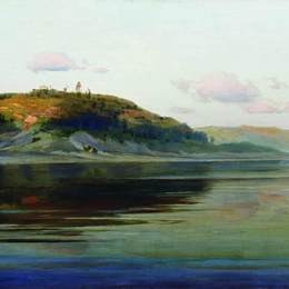 《夏天的傍晚。河流。》列维坦(Isaac Levitan)高清作品欣赏
