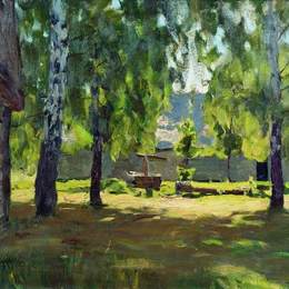 列维坦(Isaac Levitan)高清作品:Sunny Day. Near the isba.