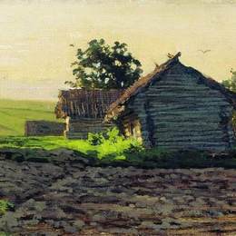 列维坦(Isaac Levitan)高清作品:Village Savvinskaya near Zvenigorod