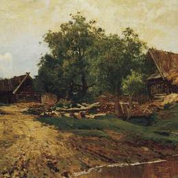 列维坦(Isaac Levitan)高清作品:Village Savvinskaya near Zvenigorod at summer