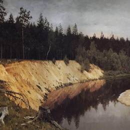 《树木茂盛的河岸。暮光。》列维坦(Isaac Levitan)高清作品欣赏