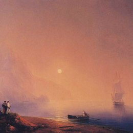 《克里米亚鞑靼人在海边》艾伊瓦佐夫斯基(Ivan Aivazovsky)高清作品欣赏