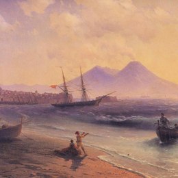 《渔夫回到那不勒斯附近》艾伊瓦佐夫斯基(Ivan Aivazovsky)高清作品欣赏