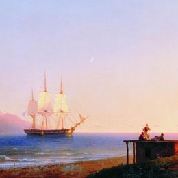 《帆下护卫舰》艾伊瓦佐夫斯基(Ivan Aivazovsky)高清作品欣赏