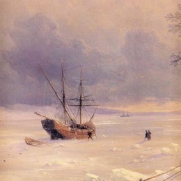 《雪下冰冻的博斯普鲁斯》艾伊瓦佐夫斯基(Ivan Aivazovsky)高清作品欣赏