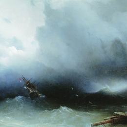 《海上飓风》艾伊瓦佐夫斯基(Ivan Aivazovsky)高清作品欣赏