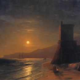 《月夜》艾伊瓦佐夫斯基(Ivan Aivazovsky)高清作品欣赏