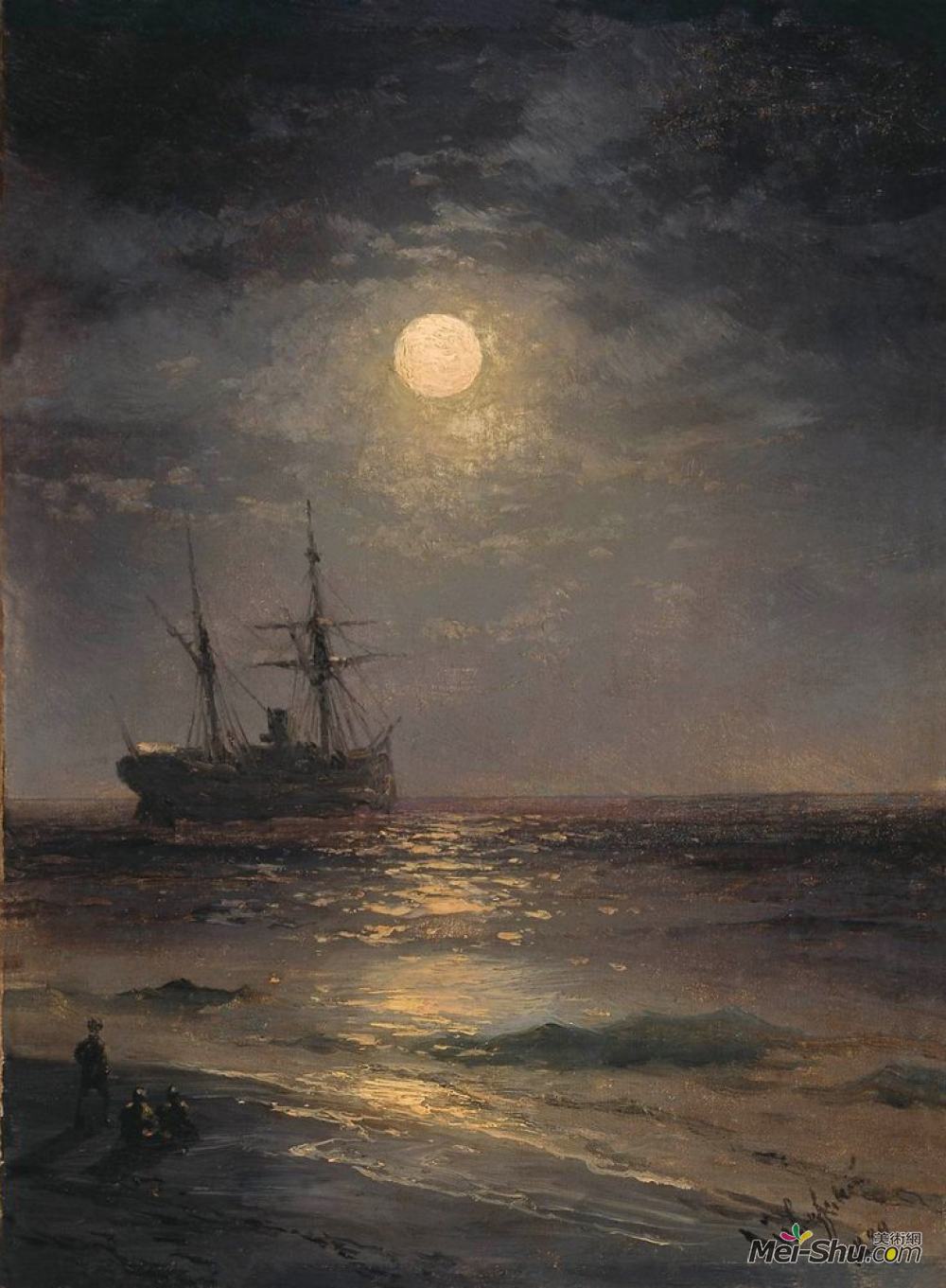 ivan aivazovsky艾伊瓦佐夫斯基油画1404《月夜》艾伊瓦佐夫斯基(ivan