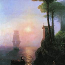 《意大利朦胧的早晨》艾伊瓦佐夫斯基(Ivan Aivazovsky)高清作品欣赏