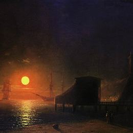 《费奥多西亚的月光》艾伊瓦佐夫斯基(Ivan Aivazovsky)高清作品欣赏