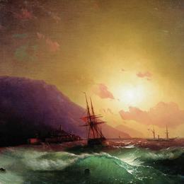 《雅尔塔近岸》艾伊瓦佐夫斯基(Ivan Aivazovsky)高清作品欣赏