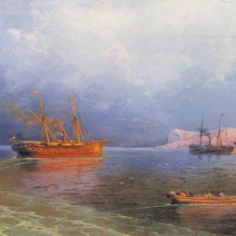 《雅尔塔近岸》艾伊瓦佐夫斯基(Ivan Aivazovsky)高清作品欣赏