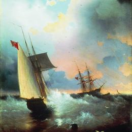 《帆船》艾伊瓦佐夫斯基(Ivan Aivazovsky)高清作品欣赏