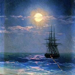 《夜海》艾伊瓦佐夫斯基(Ivan Aivazovsky)高清作品欣赏