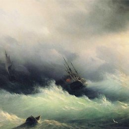 《风暴中的船只》艾伊瓦佐夫斯基(Ivan Aivazovsky)高清作品欣赏