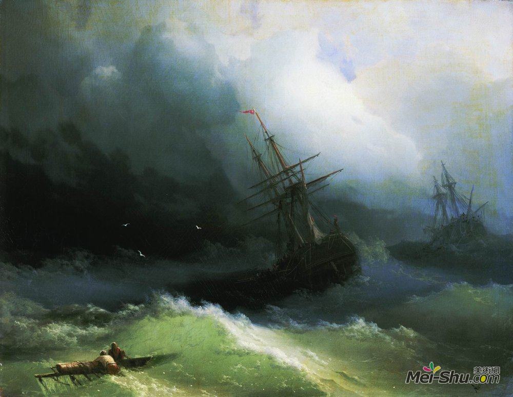 風暴海中的船隻艾伊瓦佐夫斯基ivanaivazovsky高清作品欣賞