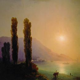 《雅尔塔海岸日出》艾伊瓦佐夫斯基(Ivan Aivazovsky)高清作品欣赏