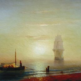 《海上的日落》艾伊瓦佐夫斯基(Ivan Aivazovsky)高清作品欣赏