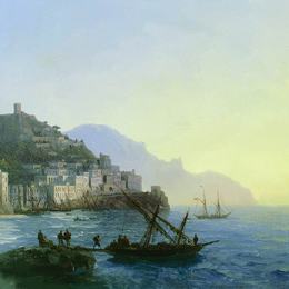 《阿马尔菲观》艾伊瓦佐夫斯基(Ivan Aivazovsky)高清作品欣赏