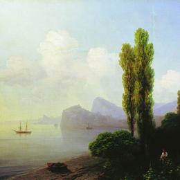 《苏达克湾景观》艾伊瓦佐夫斯基(Ivan Aivazovsky)高清作品欣赏