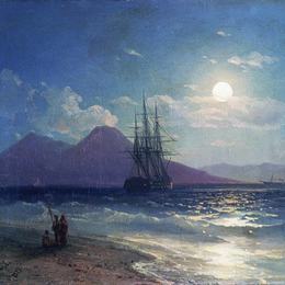 《夜景》艾伊瓦佐夫斯基(Ivan Aivazovsky)高清作品欣赏