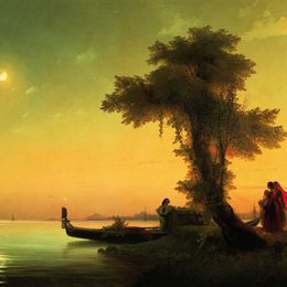 《威尼斯泻湖景观》艾伊瓦佐夫斯基(Ivan Aivazovsky)高清作品欣赏