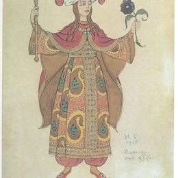 《尼古拉的歌剧《金色公鸡》的服装设计》伊凡·比利本(Ivan Bilibin)高清作品欣赏